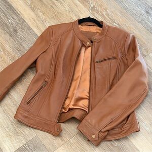 Elegant Brown Leather Jacket for Women